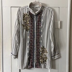John Mark Soho Striped Embroidered Shirt